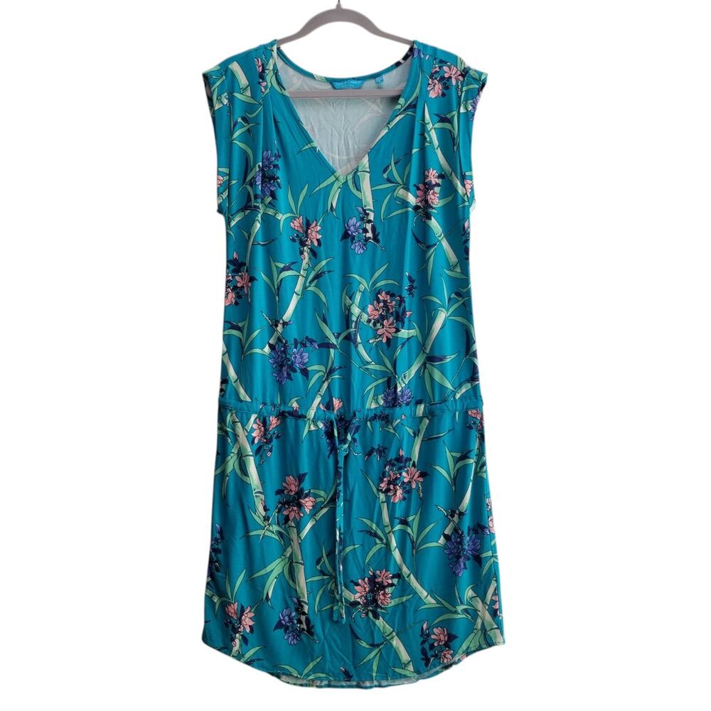 Vintage Tori Richard Honolulu Hawaiian Tropical Floral Midi Dropped Wais Dress L